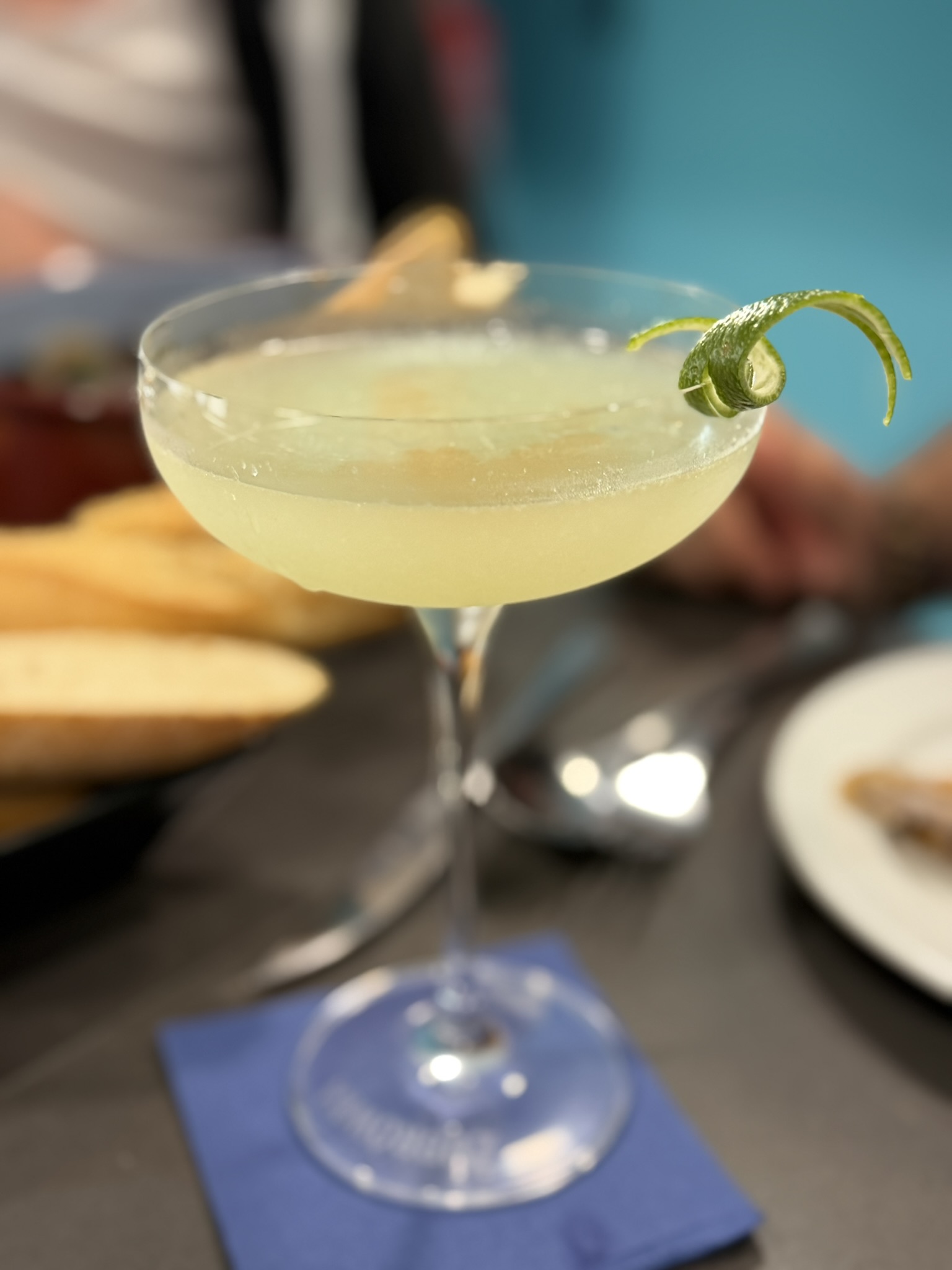 Lime-twist coupe cocktail