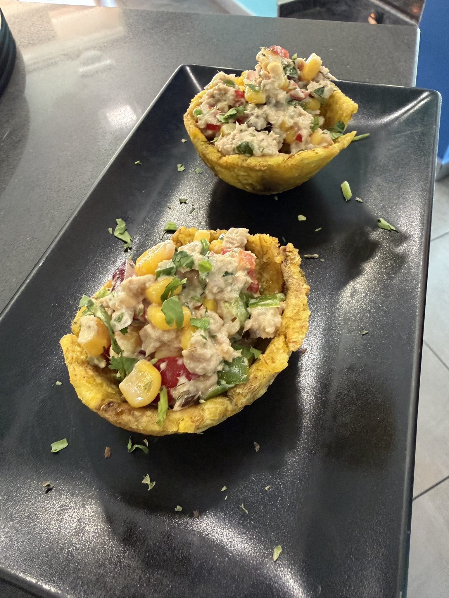 Plantain bowls with tuna ceviche