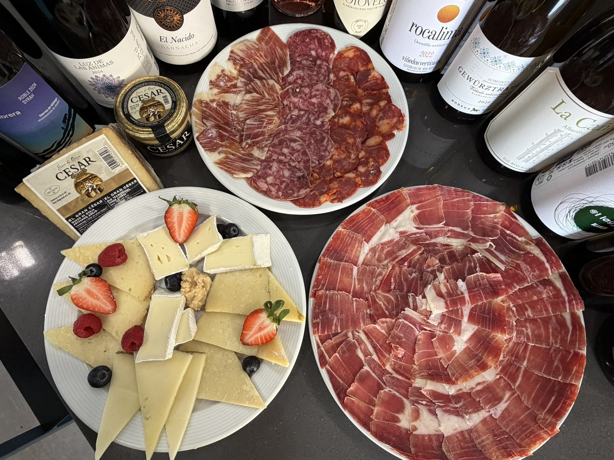 Curated Ibéricos and cheese boards with charcuterie spread